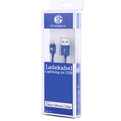FC Schalke 04 Datenkabel / Ladekabel, für iPhone / iPod / iPad, Lightning auf USB, Apple zertifiziert, Länge: 1m, Farbe: blau - 2