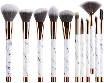 Make Up Brushes,11Piece Marble Pattern Brush Professional Foundation Blending Blush Eye Face Liquid Powder Cream Cosmetics Brushes