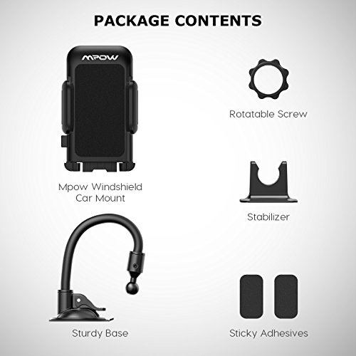 Mpow Grip Flex - Porta Cellulare, Antiscivolo, Auto Universale Lungo Braccio Parabrezza Cruscotto del Supporto Cellulare di Montaggio per Smartphone e GPS Dispositivo