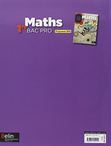 Book's Cover of Mathématiques 1ère Bac Pro : Programme 2010