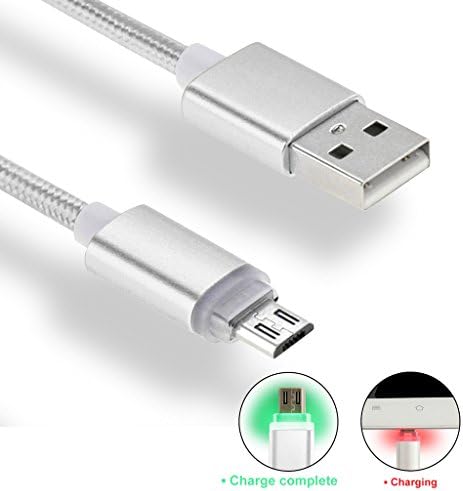 Micro USB Cable, iMusi Nylon Braided OD 4.0mm LED Lightning USB Cord for Sony Samsung HTC LG Android Smartphone - 1M - Silver