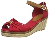 Peeptoe in Schleifenoptik Tommy Hilfiger Damen Iconic ELBA Sandal Plateausandalen, Rot (Tango Red 611), 40 EU