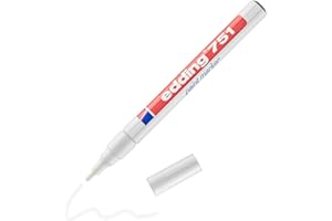 edding 751 marqueur peinture - blanc - 1 stylo - pointe ronde 1-2 mm - pour l'étiquetage du métal, verre, roche ou du plastique - résistant à la chaleur, permanent et étanche