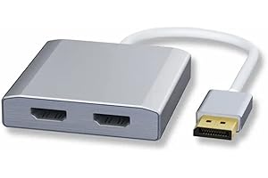 WJESOG Displayport to Dual HDMI Splitter Adapter,DP to 2 HDMI Hub Multi Stream Transport Support 4K Resolution Support MST、SST for Windows and Mac