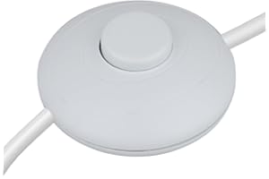 Helunsi 1Pcs Floor Lamp Foot Switch, White Foot Pedal Switch, Round Floor Lamps Foot Inline Switch, Step ON OFF Spring Push Button, for Foot Pedal Control Replacement Floor Lamp Extension Cord Parts