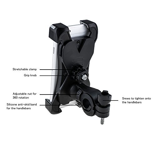 Universal Fahrrad Handyhalterung Motorrad Smartphone Halterungen Verstellbar Handyhalter fÃ¼r iPhone, Samsung, Huawei, Sony usw, AGPtek PS01, Grau & Schwarz