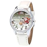 Deloito Damen Mode Uhr Weihnachts-GIFS Diamant Lederband Analoger Quarz Uhren Vogue Handgelenk Uhren (Weiß-B)