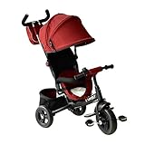Triciclo de paseo adecuado para niños mayores de 18 meses que incorpora un mango desmontable y telescópico para mantener el control direccional y empujar el niño o niña si es necesario