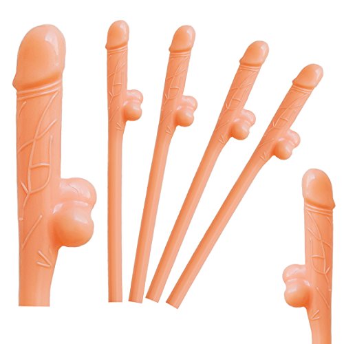 Oblique-Unique® Strohhalme hautfarben 10 Stück "Johnson" Party Junggesellinnenabschied