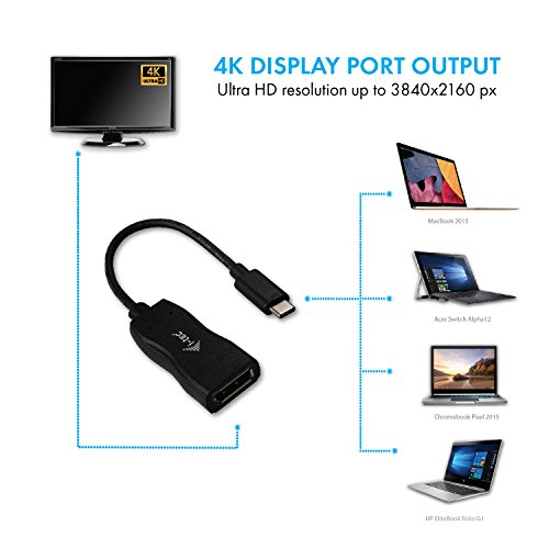 i-tec USB C auf Display Port Adapter, 1x Display Port 4K Ultra HD, kompatibel mit Thunderbolt 3 - 4