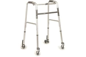 MOPEDIA Deambulatore Pieghevole regolabile con due ruote e due rote con freni cod.art. RP738