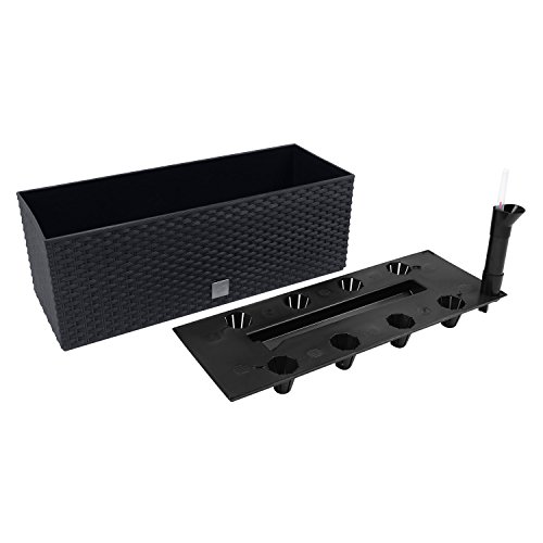 17 L Pflanzkübel Blumentopf L 500 mm Blumenbank in Rattan-Optik Bewässerungssystem Rato SeriE anthrazit viereckig - 2