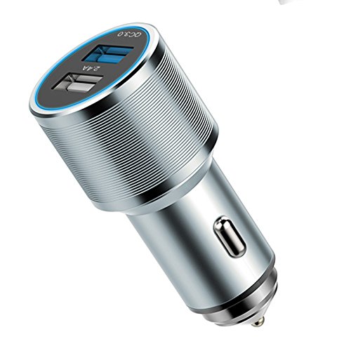 Cargador de coche rápida doble puertos con quick charge 3.0 fcp y uno puerto de 2.4a para iphone 8/8 plus