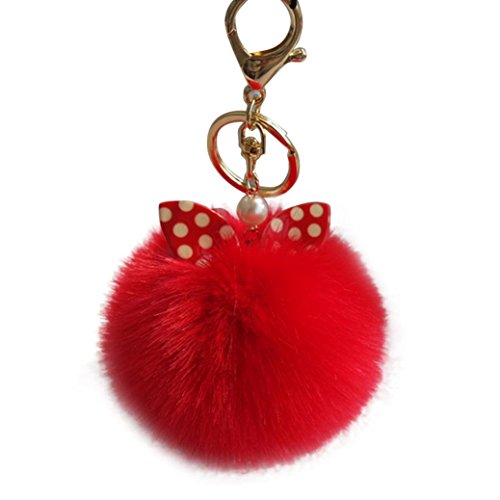 Sannysis Plüsch-Ball Keychain Tasche Auto Schlüsselanhänger (8cm, Rot)