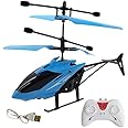 KIDZYMON® RC Helicopter with Hand Gravity Sensor, Flying Remote Control Helicopter Toy, Charging Helicopter with 3D Light & Safety Sensor for Kids Age 4+ Years I Pack of 1 - Blue Colour