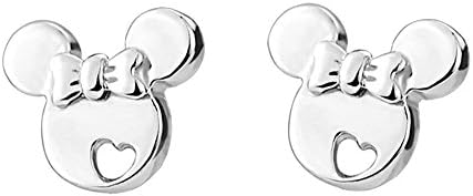 Bowknot Mouse Stud Earrings Silver Women Earrings