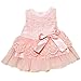Baby Girls Kids Princess Party Birthday Lace Floral Bow Formal Dress (110 ( 12-18 Months ), Pink)