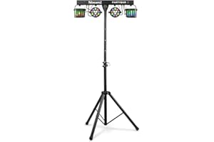 BeamZ PartyBar2 Disco Party Light Bar with Tripod Stand - All-in-One DJ Lighting System Featuring Derby and Par Lights, Sound Activation & DMX Control for Parties, DJs & Events