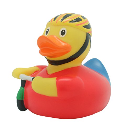 Quietscheente Radfahrer Ente, Gummiente, Quietscheentchen, Badeente, Quietsch Ente, Sammelfigur, Gummi Bade Spielzeug, LiLaLu, 2032 - 3