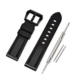 Vinband Uhrenarmband Camo Ersatzarmband Gummi Armbanduhr - 22mm, 24mm, 26mm Kautschuk Uhrenband mit Gebürstete Edelstahl-Wölbung for Panerai (26mm, Black-Black)