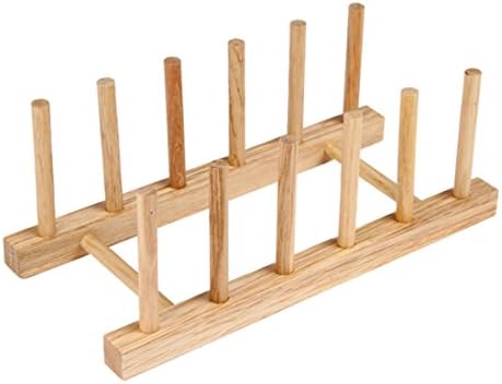 Hengfey Wood Dish Stand Plate Drying Stand Book Rack for Home Kitchen 5 Shelves Holder