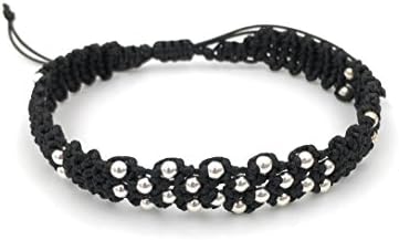 Macrame bracelet with silver fittings