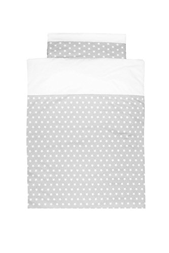 Vizaro - 3 Piece Bedding Set of Sheets for COT - 100% premium quality luxury cotton - Little Stars Collection - White & Grey Colours - Tested against harmful substances - Made in EU