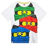Top aktuelles Design LEGO Ninjago T-Shirt Jungen Lloyd Kai und Jay (Weiß, 122-128)
