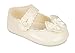 BABY GIRLS PATENT BOW BUTTON PRAM WEDDING CHRISTENING PARTY MADE IN ENGLAND SHOES (6-12 Months (Size 2), Ivory Patent)