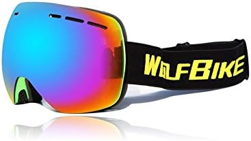 Cyex Adulte Unisex Ski Goggles Anti-fog Windproof Anti-UV Cycling Glasses Mirror Lenses Winter Snow Eyewear Outdoor Cycling Sking Hiking Climbing Goggles for Men Women Youth (black frame and green lens)