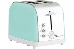 SQ Professional Dainty Legacy Toaster Kitchen 2 slice Bread Toaster with 6 Browning levels & defrost,cancel & reheat function with indicator lights 900W (Seafoam)