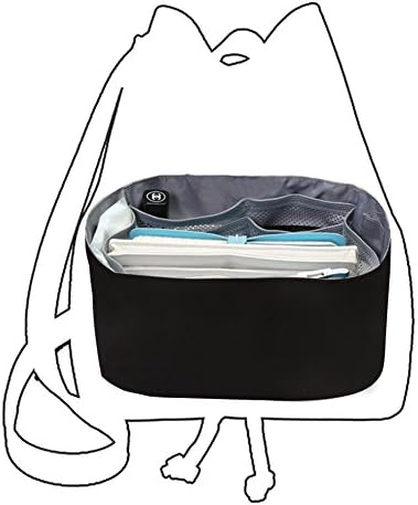 Handbag Organiser Large Capacity Liner Bag Cosmetic Pouch for Tote Bucket Shoulder Bag (Black)