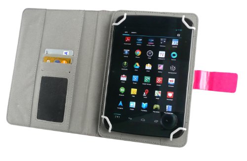Emartbuy® Denver TAQ-70222 7 Zoll Tablet Universalbereich Hot Rosa Multi Winkel Folio Exekutive Case Cover Wallet Hülle Schutzhülle mit Kartensteckplätze + Hot Rosa Eingabestift - 6