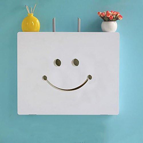 LongTN WiFi Router Storage Boxes, Smiling Face Cable Power Plug Wire Storage Boxes TV set-top box shelf Router Storage Box Socket Containing Rack,Small
