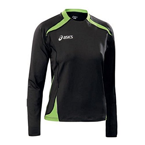 Asics - Top de manga larga para mujer, para correr, color Black / Lime Green, tamaño mediano