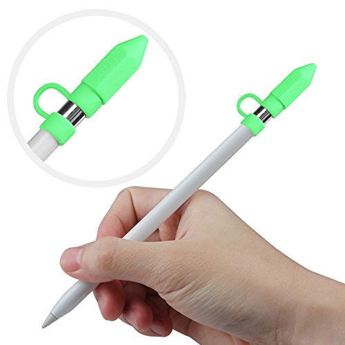 [3-Pack] Fintie Apple Pencil Stift Kappehalter/ Schreibfeder-Abdeckung/ Halterung für Lightning Kabel Adapter für den iPad Pro Pencil (Apple Pencil, Ladekabel und Adapter sind nicht im Lieferumfang enthalten), Fluoreszierende Grün - 3