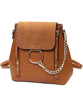 Menschwear Damen Einfargroß Einfache Stil PU Leder Casual Tasche Schulbeutel Reise Rucksack 24cm