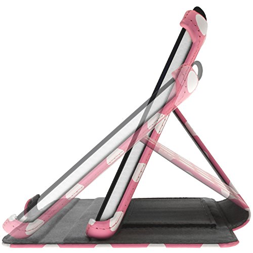 igadgitz Pink mit weißen Polka punkte PU Ledertasche Hülle Cover für Acer Iconia One 7 B1-730HD mit Stylus-Stift Elastischen Halter + Multi-Winkel Betrachtungs + Handschlaufe + Displayschutzfolie - 4
