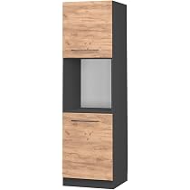 Meuble Cuisine Vicco R-Line 60cm - Chêne Doré/Anthracite Avec Tiroirs, Sans Plan De Travail