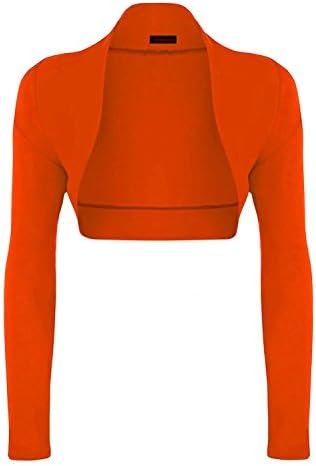 Womens Long Sleeve Cropped Bolero Shrug Cardigan Crop Top Plain Plus Sizes