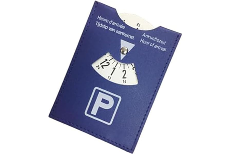 Alriedy Luxury Maxi Parking Disc Made of Soft Faux Leather, Ideal for Cars and Motorcycles, Multilingual 10 x 13 cm, High Quality Time for Europe