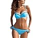 Produktbild JKLEUTRW Bikini Damen Set Frauen Einfarbige Triangel Stickgurte Bademode Zusammennähen Eines Bikini-Badeanzugs in Übergröße Swimsuit Push Up Tiefer Spitze Weste Ouvert Strapse Monokini