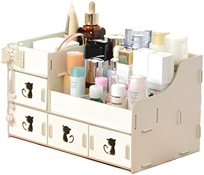 Creative Cute Cats Desk Organiser Drawers Office Desk Storage Boxes Lady Jewellery Storage Boxes (White)