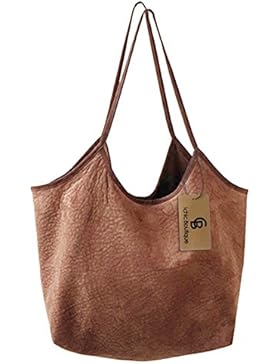 Damen Handtasche Shopper Tasche Schultertasche Umhängetaschen Nubukleder - 31/26/16 cm (B*H*T)