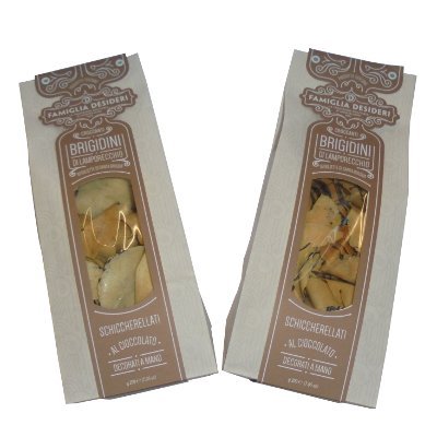 GR 400 BRIGIDINI ALL'ANICE VARIEGATI AL CIOCCOLATO DI LAMPORECCHIO SFOGLIETTE DI SANTA BRIGIDA IN BUSTA ANISE CHOCOLATE WAFER SOTTILI E CROCCANTI