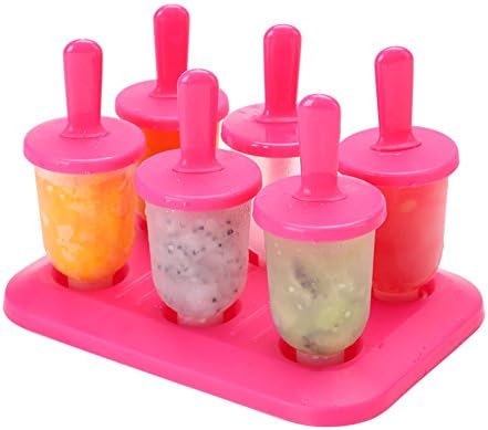 Yiliay Cute Set of 6 Ice Pop Maker Plastic Popsicle Mold Ice Cream Mould-Red/Small