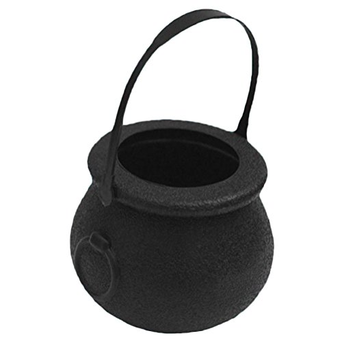 Outflower Halloween Plastic Witch Cooking Pot Witches Cauldron For Halloween Decoration Props Black