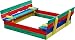Produktbild Andrewex Sandkasten 110 x 110 cm Mehrfarbig blau gelb rot mit Sitzbank aus Holz Kiefer/Fichte Sandbox