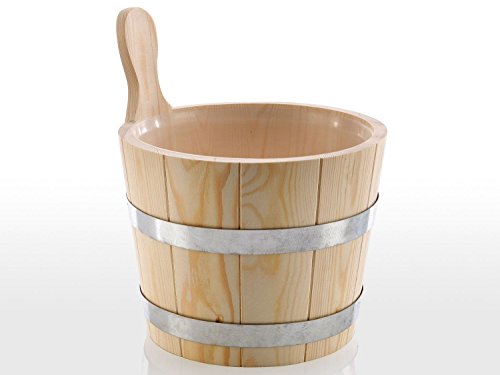 well2wellness® Saunaeimer / Saunakübel Nadelholz 5,0 l inkl. Einsatz + Schöpfkelle plus gratis Mentholkristalle + Saunaaufguss - 2