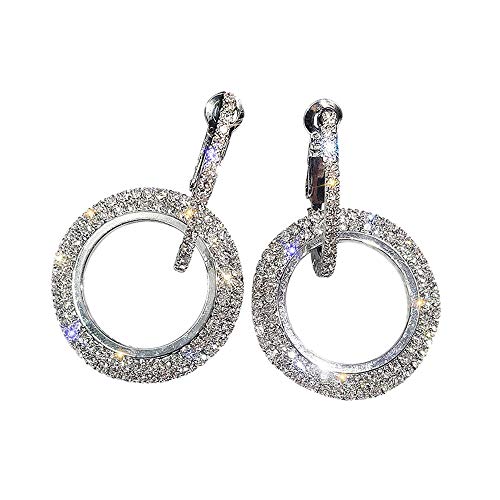 BaZhaHei Rhinestone Earrings Luxury Round Diamond Earrings Fashion Women Glitter Stud Earring Silver Fashion Jewelry